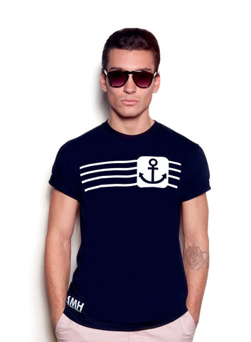 001 NAUTICAL ANCHOR- T-SHIRT NAVY
