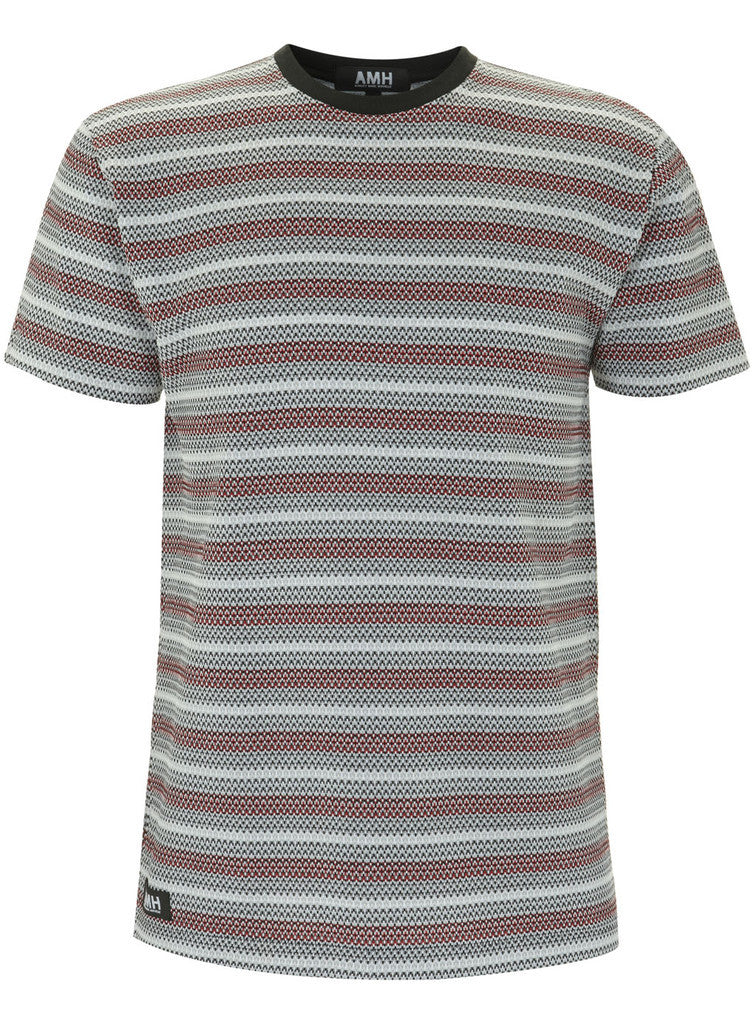 001-GEOMETRIC JAQUARD PRINT T-SHIRT-RED