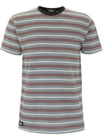 001-GEOMETRIC JAQUARD PRINT T-SHIRT-RED